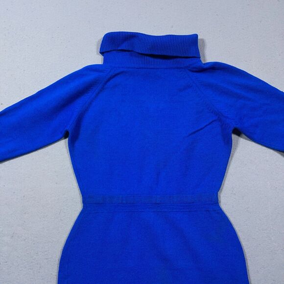Jerna of Italy Sweater Dress Women Small Blue Wool Turtleneck 70s Minimalist - Picture 11 of 12